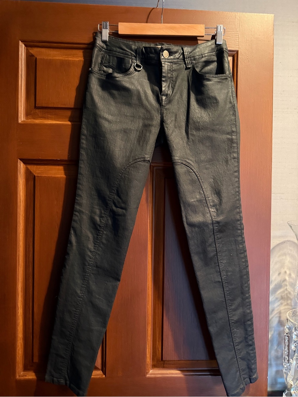 Burberry Black Coated Skinny Jumpsuit-Style Pants size 38 (size 6)